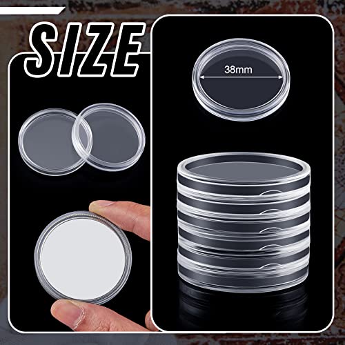 50 Pieces Silver Dollar Case 38 mm Coin Capsules Silver Dollar Coin Holder Silver Bar Capsule Holders Clear Silver Dollar Coin Holder for Morgan, Peace, IKE Silver Dollars