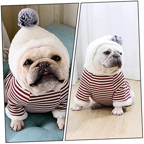 Ipetboom Pet Hoodie Clothes Cotton Decor Puppy Outfits Comfy Hoodie Cute Hoodie Puppy Coat Puppy Sweatshirt With Hat Pet Accessory Pet Costume Cotton Dog Hoodie Cartoon Red Pet Supplies #TOP6