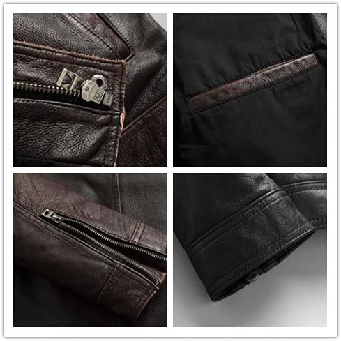 Amazon.co.jp: CHEJI Men's Genuine Leather Jacket, Biker Jacket