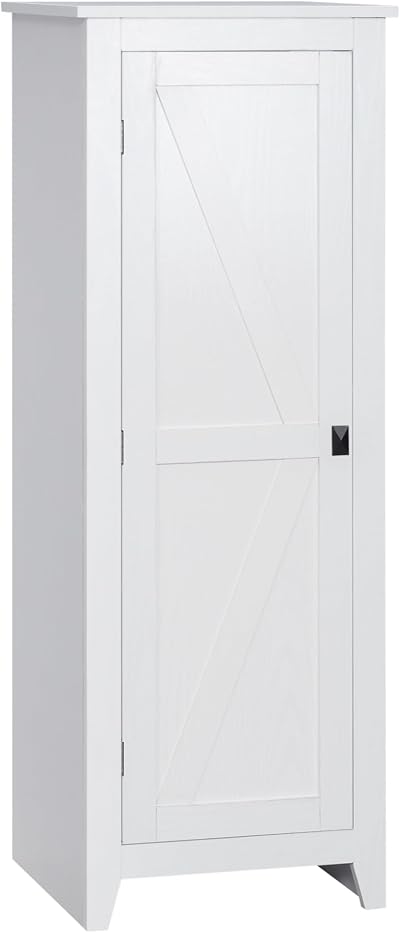 HOMCOM 48" Kitchen Pantry Cabinet Freestanding Barn Door White