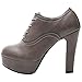 ANUFER Women Vintage High Platform Block Heel Court Shoes Elegant Brogue Oxfords Khaki SN02833 US4.5