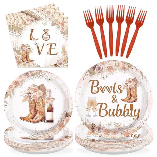 96Pcs Boots and Bubbly Bridal Shower Decorations Western Bridal Shower