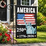 USA 250th Anniversary Flag - 12x18 Inch Double Sided 4th of July Garden Flag, Independence Day Porch Banner, 1776-2026 Independence Day Flag Outdoor Yard Decor