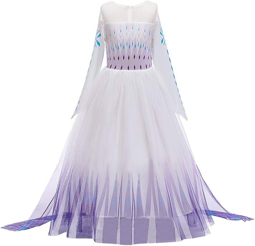 Elsa Dress- Frozen Princess Dress for Girls Kids Elsa Princess Dress Up Elsa&Anna Dress Ice Snow Queen Costume for Carnival Cosplay Halloween Christmas Party Age 2-14 Years