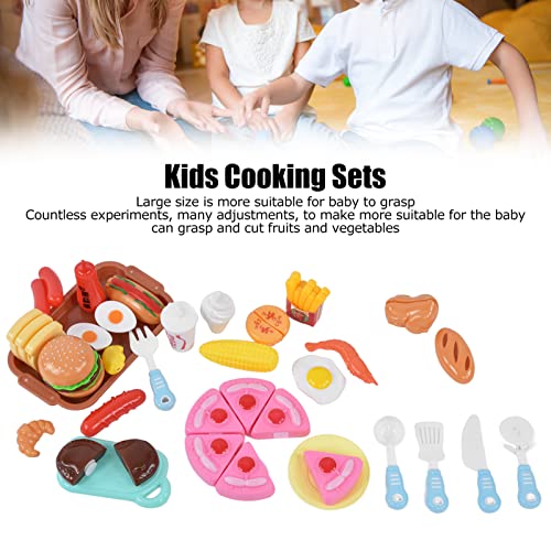 Dilwe Western Food Besteckset, Miniküche Kinderkochsets Kleinkindküche Spielset(HS-Westernfutter Qichele 28PCS ohne Korb… – Bild 3