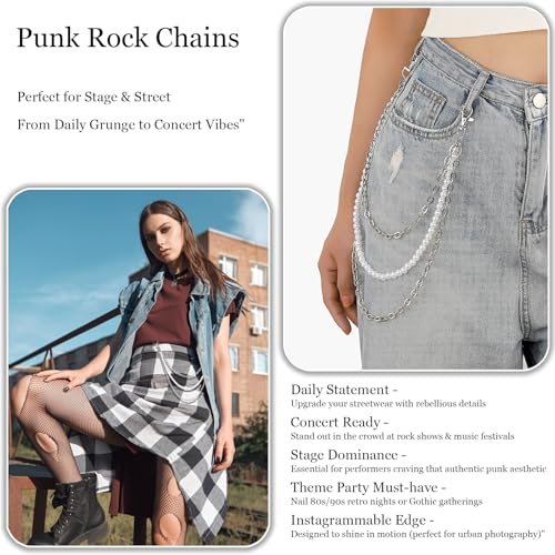 Jean Chains for Women Pants Chain for Men Pearl Goth Style Punk Chain for Pants3