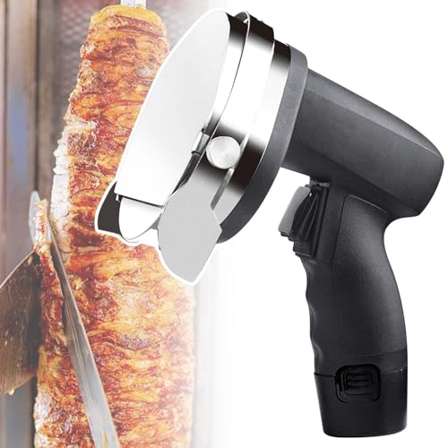 Professional Cordless Meat Slicer,0 to 8 mm Thickness Adjustable,Commercial Electric Shawarma Blade Cutter,Lightweight