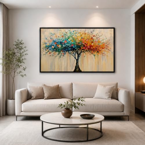 Image of Artsense Colorful Tree of Life Wall Art | Abstract Modern Nature Landscape Painting | Vibrant Tree Canvas Style Decorative Wall Decor for Living Room Bedroom Office Home