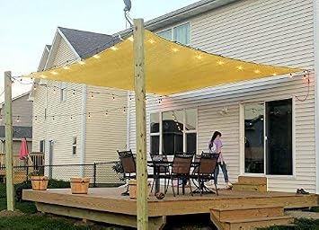 Rectangle Sun Shade Sail Canopy, 6 x 8 Patio Shade Cloth Outdoor Cover - Sunshade Fabric Awning Shelter for Pergola Backyard Garden Carport Sand