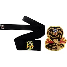 TANAKA - COBRA KAIS KING MARTIAL ARTS HEADBAND KENDO Tenugui Samurai - STRETCH Hachimaki -Ninja Shinobi HeadBand For Men/Women/Children KARATE KID & & Cloth Badge Etched SEW-ON COBRA KING KAIS