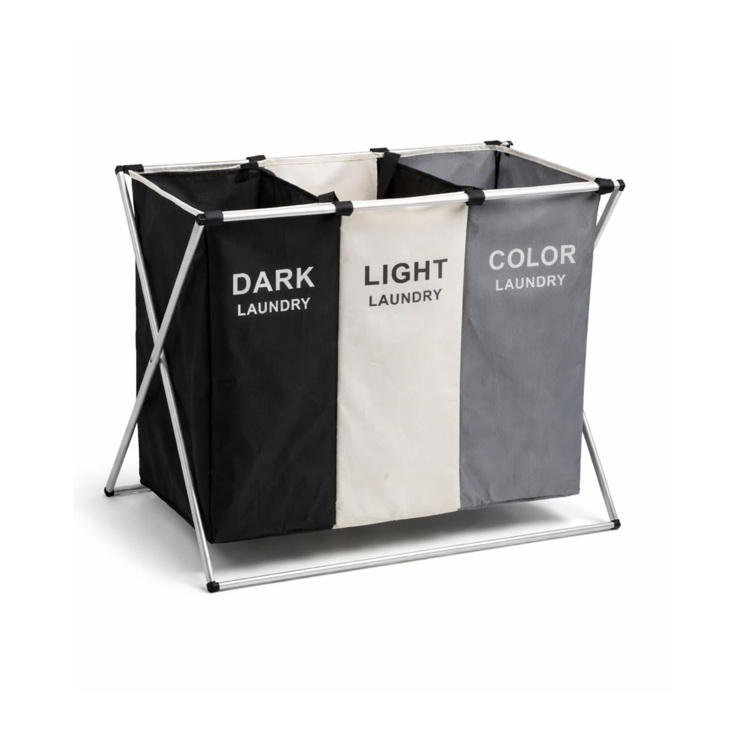 Cesto Portabiancheria Sporca Pieghevole Salvaspazio 3 Scomparti da 135 L con Manico Porta Biancheria 68x38x60 cm Sacchi Estraibili Lavabili Cesta Panni Bucato per Bagno Lavanderia Hotel