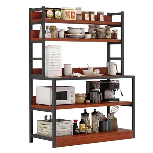 TEKAVO Vinna Microwave Oven Stand Heavy Duty | 5 Tier | Oven Stand for Kitchen | Multilayer Stand | 100L x 40W x 158H CM | Brown | DIY