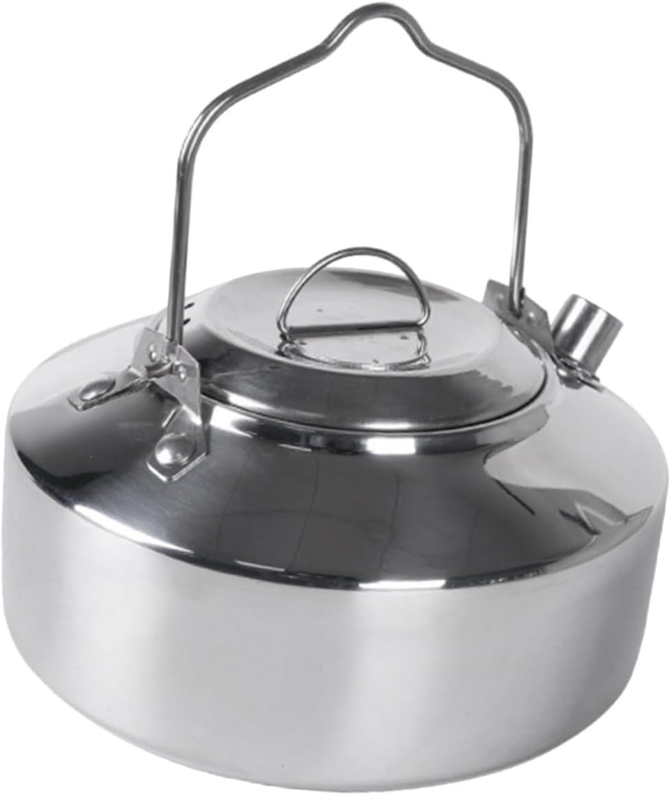 Camping Stainless Steel Tea Kettle Portable Stovetop Water Pot for Outdoor Use Ergonomic Handle for Hiking Fishing and Camping Activities