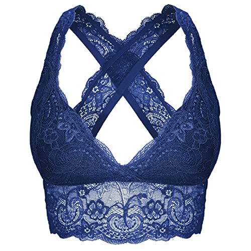 Soutien-gorge en dentelle sans armatures bleu foncé L pour un maintien galbant optimal