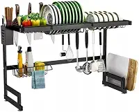 Escorredor Rack Modular Oganizador 85cm Preto Aço Inox Modelo Rack Organizador Louça