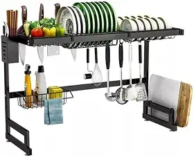 Escorredor Rack Modular Oganizador 85cm Preto Aço Inox Modelo Rack Organizador Louça