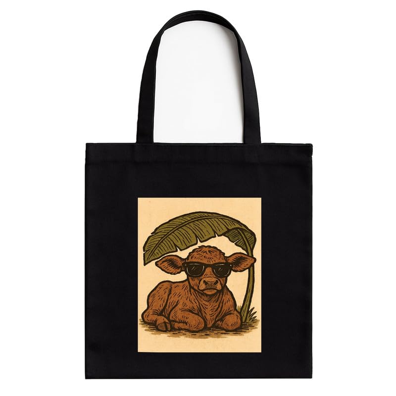 Black Cotton Tote Bag with A4 Size Printed Pocket for Pet Lovers, Zipper Closure, Eco-Friendly Washable Cloth Bag for Animal Lovers