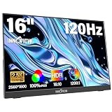 InnoView 16' Portable Monitor 120Hz 2.5K QHD 2160x1600 100% sRGB Laptop Screen Extender | 2 x Type-C & HDMI Portable Monitor for Macbook/Switch/PS5/Xbox(Adapter Excluded)