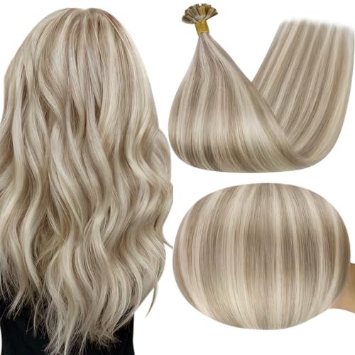 Full Shine U Tip Hair Extensions Human Hair 18 Inch 50 Grams Color 18 Ash Blonde Highlight...