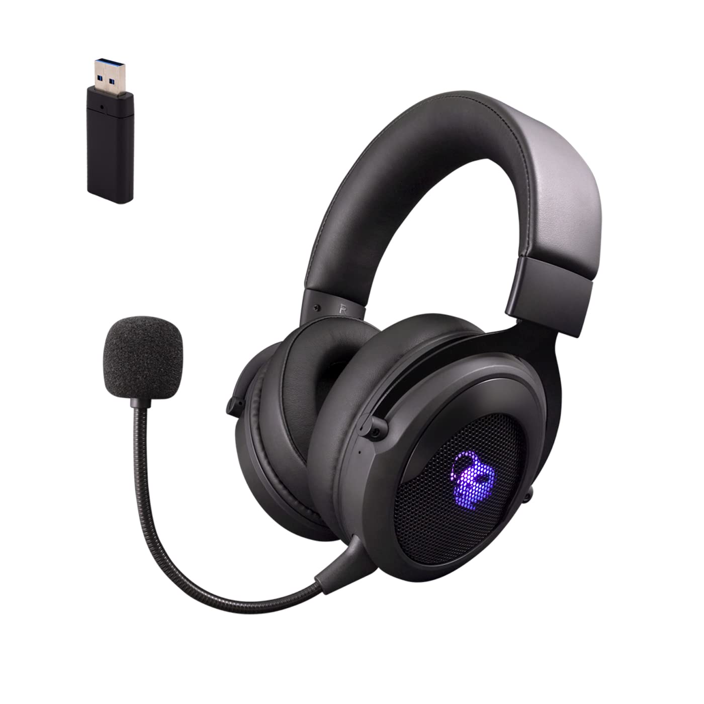 CoolBox DeepGaming Cascos Gaming Inalámbricos G01 Pro Auriculares para PS4, PS5, PC, MacOS, Nintendo Switch. Micrófono Extraíble, Autonomía hasta 12 Horas. Negro