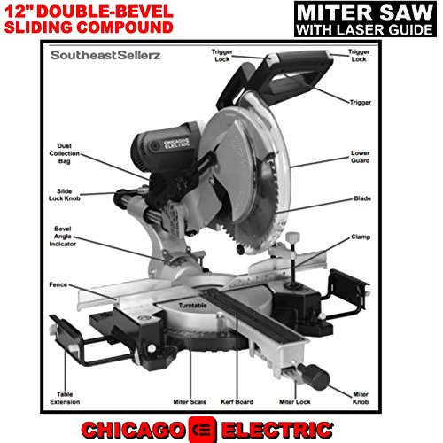 Chicago Electric 12Inch DoubleBevel Sliding Compound Miter Saw w