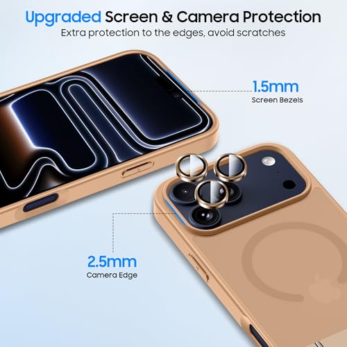 Coque silicone iPhone 17 Pro antichoc finition mat doré premium - 4