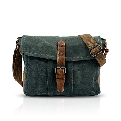 FANDARE New Sac à Bandoulière Ordinateur Portable 7.9 Pouces Envelope Bag Hommes Commerce Voyage Multifonctionnel Envelope Crossbody Bag Respirant Toile Vert