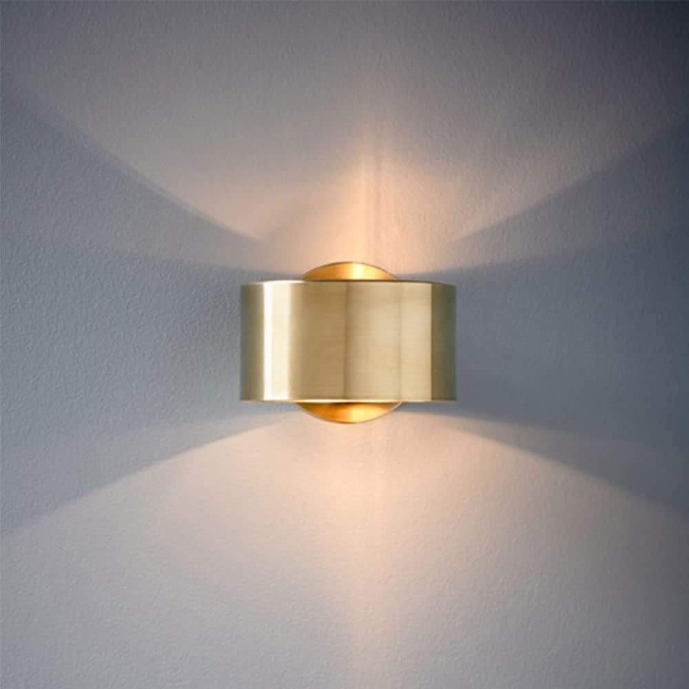 Modern Home Decoration Indoor Up Down Wall Sconce Antique Gold Small Hallway Wall Light Ring Cylinder Nordic Modern Wall Mount Lamp Hardwired Bedroom Lighting Fixture for Staircase Bedside