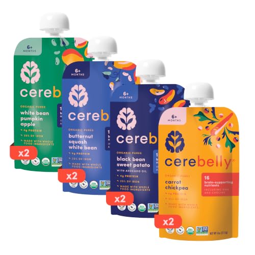 Image of Cerebelly Organic Baby Food Pouches, Veggie & Bean Variety Pack, Iron, 8ct