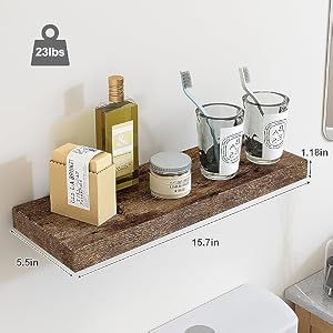 Fixwal 158in Floating Shelves for Wall Rustic Brown Shelves Wall Mounted Shelf with Invisible Bracket for Bathroom Living Room Bedroom Kitchen Office Decor 5 Pack
