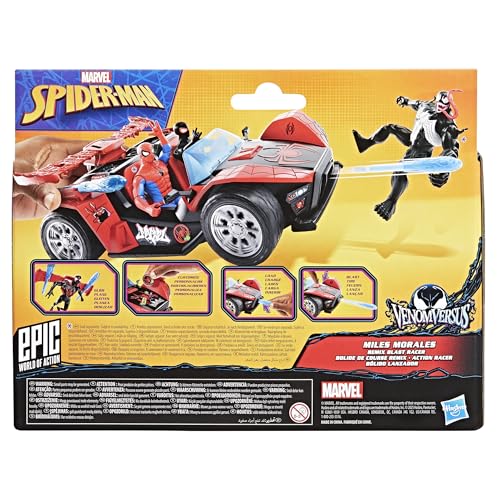 Marvel Spider-Man VenomVersus Epic World of Action Miles Morales Bolide de Course Remix, Figurine et Voiture, Jouets de Super-héros, dès 4 Ans