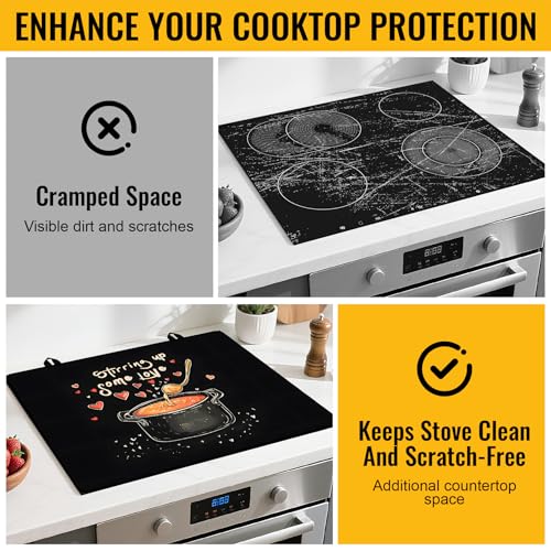 Image of Stove Top Cover for Electric Stove,Glass Stove Top Cover, Heat Resistant Glass Cooktop Cover, Stovetop Protector, Kitchen Decor, Dish Drying Mats Cover for Ceramic Washer Top 28.5x20.5 inch