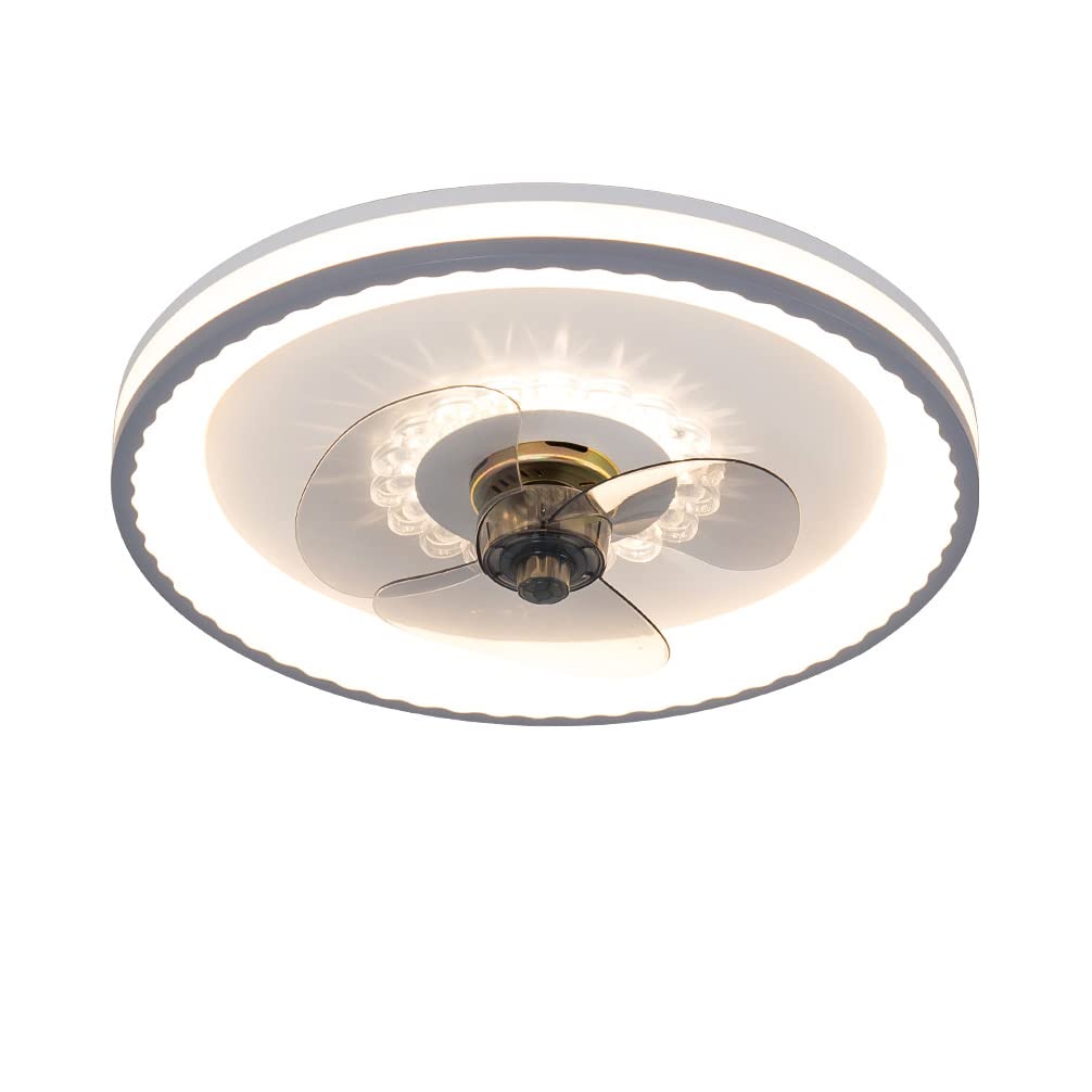 CUNTO Plafoniera con ventilatore a LED, Plafoniera con ventilatore semplice per camera da letto. Telecomando silenzioso. Plafoniera con ventilatore multifunzione integrata
