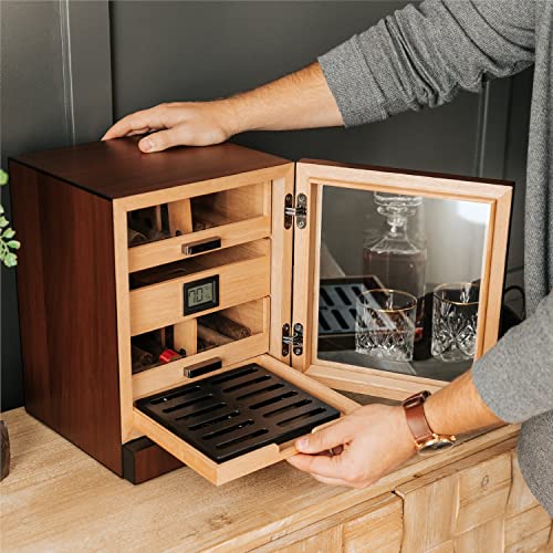 Case Elegance Luca Cabinet Humidor With Thick Cedar, Easy Humidification System, Accurate Digital Hygrometer - Brown #TOP5