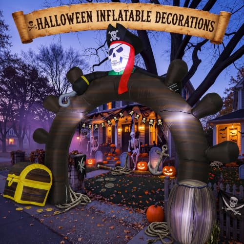 Image of Shappy 9FT Halloween Inflatable Outdoor Decorations Pirate Ship Arch