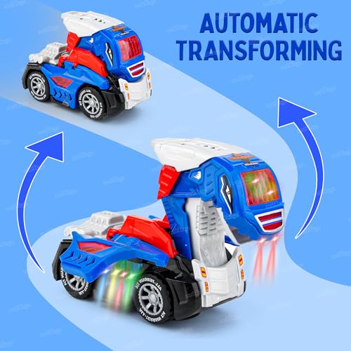 Image of Zest 4 Toyz 2 in 1 Deformation Car for Kids with Light and Sound Effects | Dino Deformed Battery Operated Car Toy Transformers Toys 360 Rotating | Suitable for 3+ Years Boys and Girls- Blue
