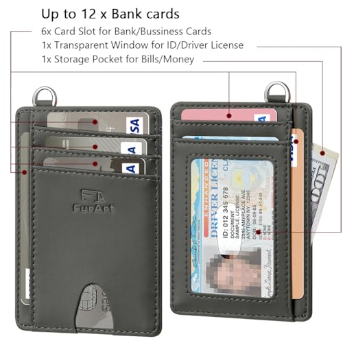 Image of FurArt Slim Minimalist Wallet RFID Credit Card Holder for Men | slim minimalist compact rfid id window thin