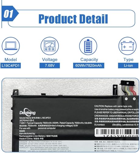 Image of 60Wh L19C4PD1 Laptop Battery Replacement for Lenovo Yoga C640-13IML LTE IdeaPad Yoga 6-13ALC6 6-13ARE05 Series 5B10W67385 5B10U65274 5B10W67329 5B10U65275 L19M4PD1 L19D4PD1