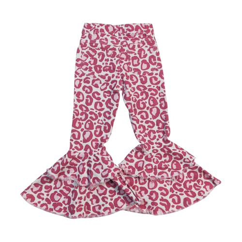 Todder Hot Pink Leopard Girl Jeans Ruffle Bell Bottom2