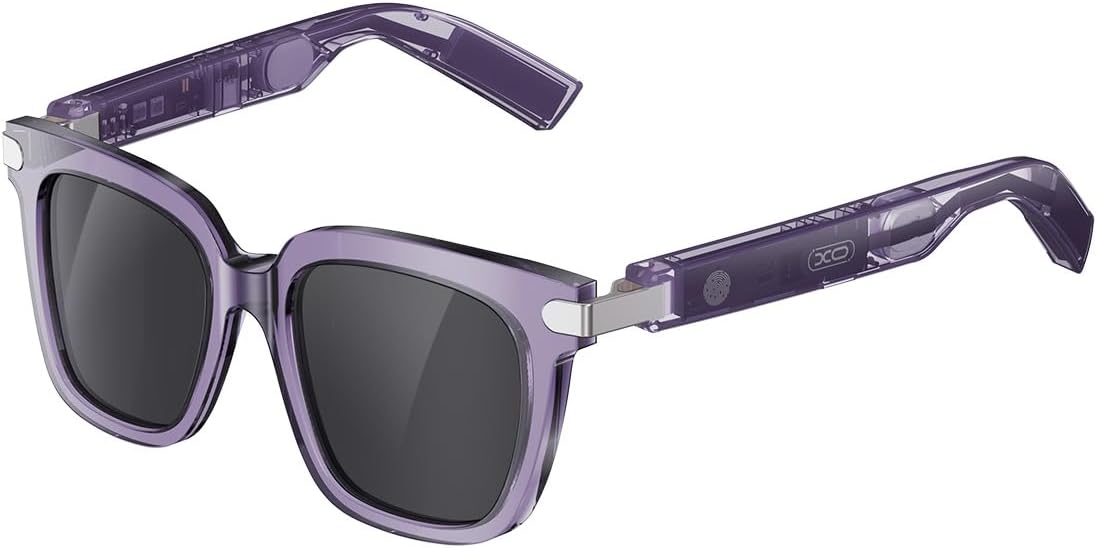 Smart Glasses,Polarized Sunglasses Built-in Mic & Bluetooth Speaker, Wireless Audio Smart Glasses for Men and Women, Athletic/Outdoor UV Protection,Touch Control, Voice Assistant (Purple)