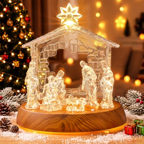Avoalre Nacimientos de Navidad Acrílico Luces y Música
