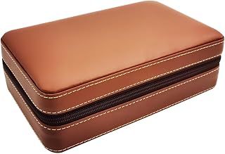 DOITOOL Box Travel Humidors for Travel Accessories Storage Case Holder Storage Box Portable Humidor Case Protective Travel Humidor Pu Leather Box Brown