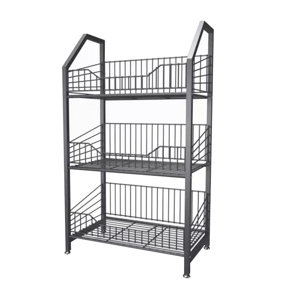 Supermarket Shelves Snack and Beverage Rack Metal Storage Rack for Home Kitchen for Shops/Retail Shops, Commercial Convenience Store Shelf(Black,50x30x86cm)