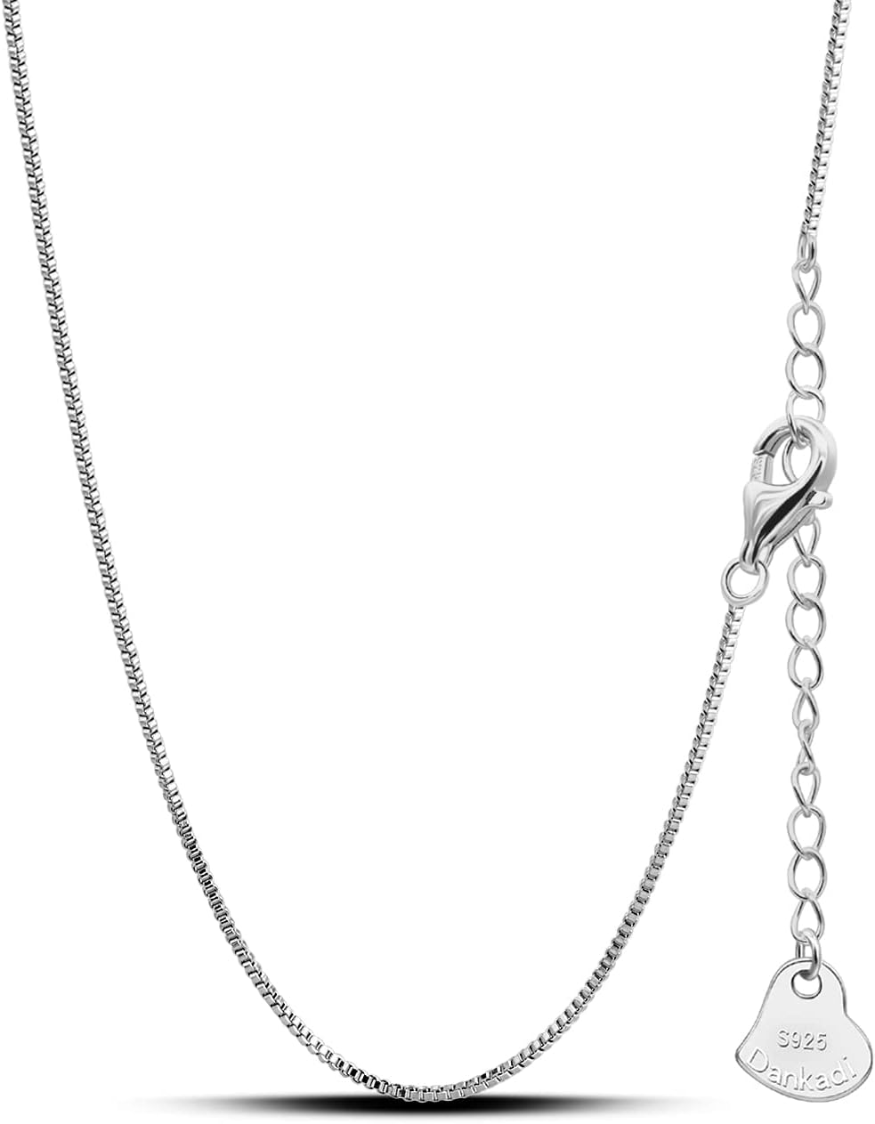 Dankadi Italian 925 Sterling Silver Necklace For Women 0.9mm Box Chain 1.3mm Rolo Chain O-Chain Lobster Claw Clasp - Pendant Chain - 16 "18" 20 "22" 24 "26" Jewelry Gift