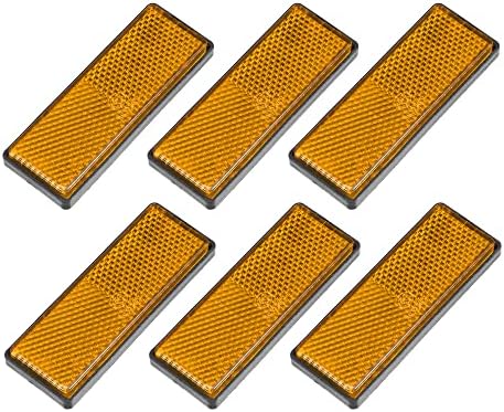 X AUTOHAUX 6 Pcs Rectangular Stick-on Safety Spoke Reflective Self Adhesive Reflector for Gate Posts Cars Trailer Motorcycle Trucks Boat Bicycle Bike Orange