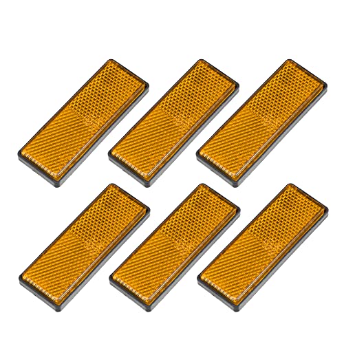X Autohaux 6 Pcs Rectangular Stick-On Safety Spoke Reflective Self Adhesive Reflector For Gate Posts Cars Trailer Motorcycle Trucks Boat Bicycle Bike Orange #TOP5