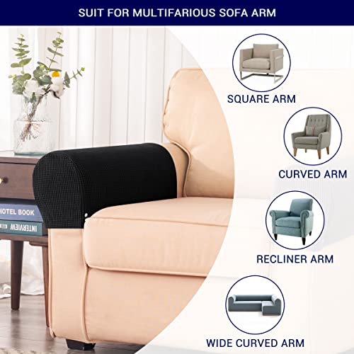 Subrtex Stretch Armrest Covers Spandex Arm Covers For Chairs Couch Sofa Armchair Slipcovers For Recliner Sofa With Twist Pins 2Pcs (Black) #TOP5