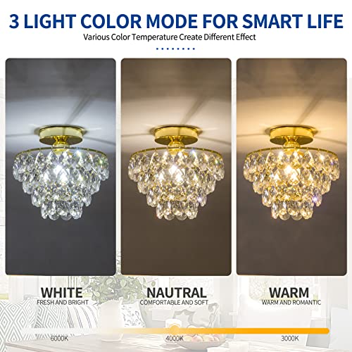 Modern Gold Crystal Chandeliers, Mini Flush Mount Ceiling Light Fixture, Close to Ceiling Lamp Fixture for Hallway Bedroom Bathroom Closet Kitchen Foyer by CM MZY - Image 6