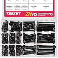 YEEZET 163-Piece M4 M5 M6 Bolt & Nut Assortment Kit – Grade 8.8 Alloy Steel, 13 Sizes, Heat-Seal Pack, Indoor Use