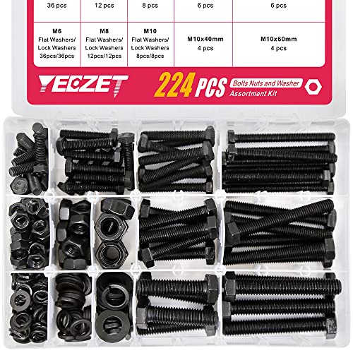 Boulons et écrous M6 M8 M10 en acier 8.8, assortiment de 224 pièces de fixation